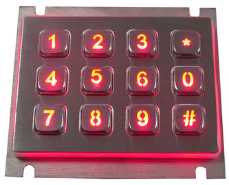 12 phím USB IP65 động kim loại bàn phím với đèn nền màu đỏ hoặc màu xanh phá hoại kháng